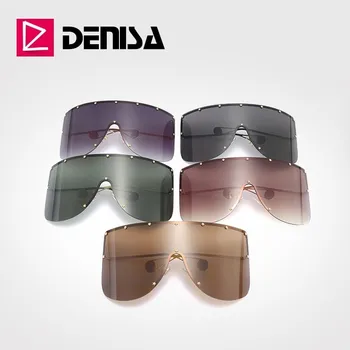 DENISA Mode, store Solbriller Til Kvinder 2019 Brand Designer Uindfattede Store Solbriller, En Linse Briller Nuancer Til Kvinder G2201
