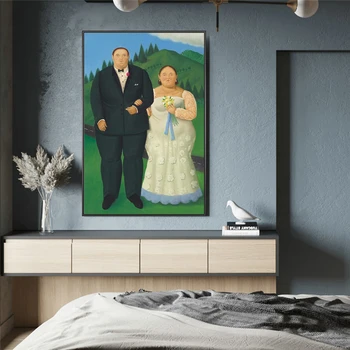 Country Bryllup af Fernando Botero Olie Malerier, Print På Lærred Kunst Plakater Og Prints Sjove Art Moderne Pictures Home Decor