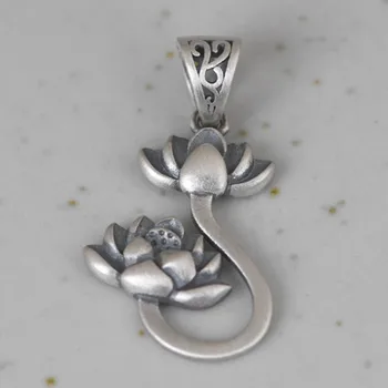 V. YA 925 Sterling Sølv Mode Lotus Blomst Vedhæng Kæde Halskæder & Vedhæng Smykker Collares Kvindelige Smykker Gave