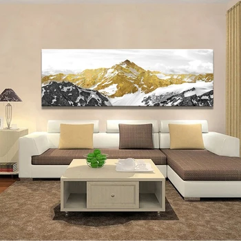 Abstrakt Landskab oliemaleri Plakater og Prints Væg Kunst, Lærred Maleri Golden Mountain Billeder til stuen Home Decor