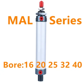 MAL-Serie, Mini-Pneumatisk Cylinder 16/20/25/32/40mm Bar 25-500mm Slagtilfælde dobbeltvirkende Aluminium Legering Luft Cylinder Gratis fragt