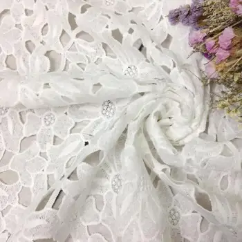 1Yard Blad Mønster Høj Kvalitet Nigerianske Bryllup Afrikanske Lace Fabrics Mest Populære Guipure Ledningen Lace Stof Til Party Kjoler
