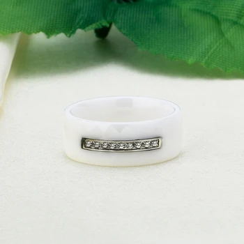 Mode Keramik Ring For Kvinder 8mm Lys Hvide Snit Overfladen Bryllupper Ringe En Række Bling Zircon Keramiske Ringe Til Kvinder Jul