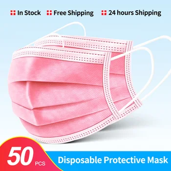 Hurtig Levering Pink Engangs-Maske-Ikke-Vævede 3 Lag Anti-støv Beskyttende Maske Voksen Åndbar Maske til Beskyttelse af Sundhed