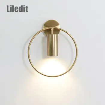 Moderne Led-Væg Lys Armatur, Golden Ring Sconce Lampe Armatur Indendørs Sengen Hotel Stue Belysning Boligindretning Kobber