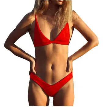 ITFABS Badetøj Kvinder rød gul pink Polstret Bh, bikini sæt Bandage trangle Badedragt Push-up Bikini Strand slid kvinder female