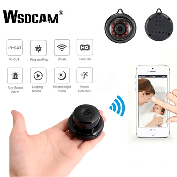 Wsdcam Home Security MINI WIFI 1080P IP-Kamera Trådløse Små CCTV Infrarød Night Vision, Motion Detection SD-Kort Slot Audio APP