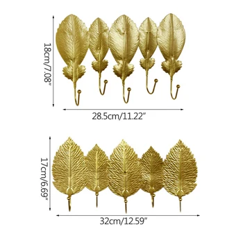 Strongwell Nordiske Lys, Luksus Golden Leaf Hook Punch-Gratis Bøjle Tøjkrog Wall Decor Nøgle Krog Hjem Dekoration Gaver
