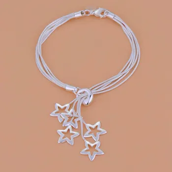 Engros 925 sterling Sølv stjerne sød kæde kvinder frue ædel flot armbånd mode charme smykker bryllup part noble