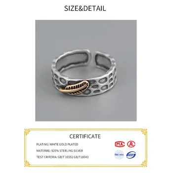 S925 Sterling Sølv Ringe For Kvinder fine Smykker justerbar fjer Åbne Ringe Til Fest, Fødselsdag, Gave udsigtspunkt