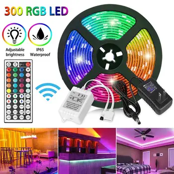 LED Strip Lights RGB LED lysbånd 3528 SMD Fleksibel Farve Skiftende Lys String Hjem Belysning Køkken Bed Dekoration