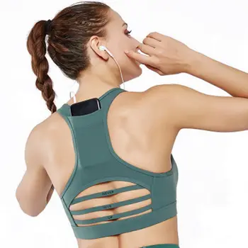 Nye baglomme Sports Bh shock-bevis Horisontale Mesh Syning sportsundertøj Yoga tøj