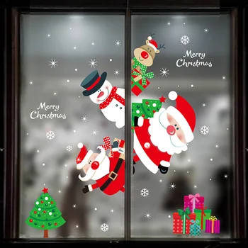 Jul Vindue Klistermærker Xmas Dekorationer til Hjemmet Udsmykning Nye År Mærkat PVC Santa Claus Decals til Showcase Wall Glas Vægmalerier