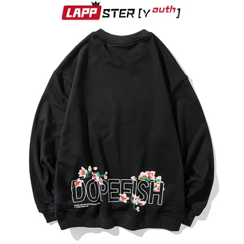 LAPPSTER-Ungdom Efteråret Harajuku Blomst Streetwear Sweatshirts 2020 Trøjer Herre Hip Hop O-Hals Hættetrøjer koreanske Mode Tøj