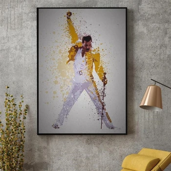 Freddie Mercury Boheme Store Punk, Rock, Musik, Band Stjernede Plakat Væg Kunst, Billeder, Maleri, Lærred Udskrivning Værelses Hjem Indretning