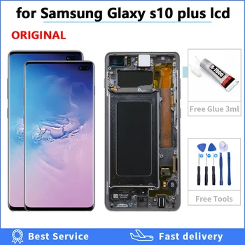 Lille Punkt, for Samsung Galaxy S10 PLUS G975A G975U G975F G975V LCD-Skærmen Oprindelige AMOLED S10+ Skærm Med ramme