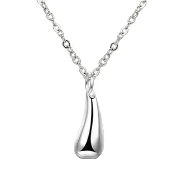 Mode 925 Sølv Sød Lille Fashion Mini Water Drop Form Halskæde Damer Simple Temperament Bryllup, Engagement, Gift