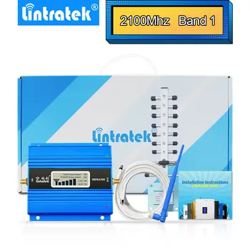 Lintratek NYE 3G-UMTS-Repeater 2100MHz Band 1 Cellulære Signal Booster 2100 B1 Celle Mobil Forstærker 13dBi Yagi Antenne Komplet Kit
