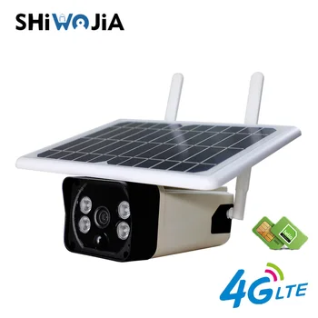 SHIWOJIA 4G SIM-Kort Sol IP-Kamera, 1080P HD Vandtæt Udendørs Wifi Wireless Audio Overvågning CCTV Kanon Kamera