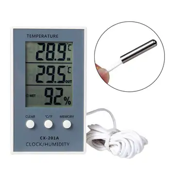 Digital Termometer Hygrometer Indendørs / Udendørs Temperatur, Luftfugtighed Meter C/ F-LCD-Display Sensor Probe Vejr Station
