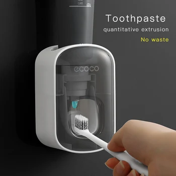 Badeværelse punch-gratis suge væggen af typen double squeeze automatisk tandpasta dispenser badeværelse tilbehør tandbørsteholder værktøj
