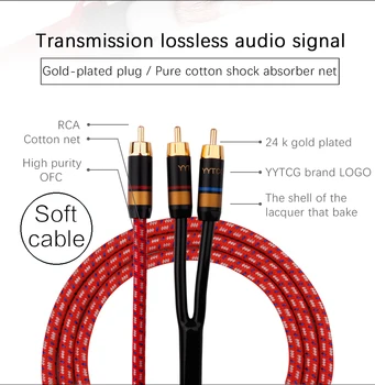 YYTCG HIFI Enkelt RCA-til Dual RCA Subwoofer audio kabel Ren Kobber En Sub-2 Splitter Y RCA-Kabel