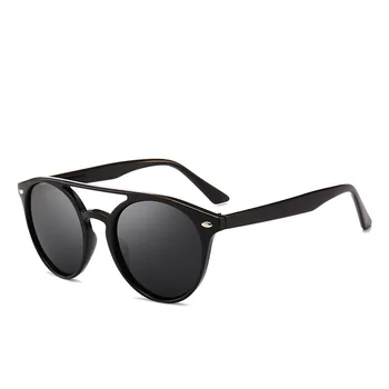 HBK Runde Mænd Polariserede Solbriller Klassisk Dobbelt Bro Nitte Design Solen Nuancer til Kvinder Ultraling 18g UV-Blokerende Briller