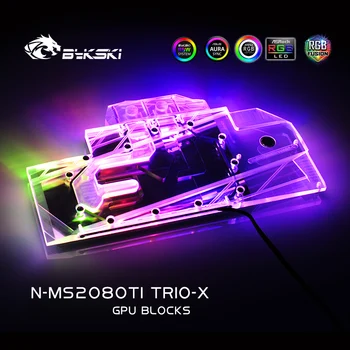 Bykski Vand Blok brug for MSI RTX2080TI GAMING X TRIO (V371-026R) / Fuld Dækning Kobber Radiator Blok/3PIN 5V RGB / 4PIN 12V RGB