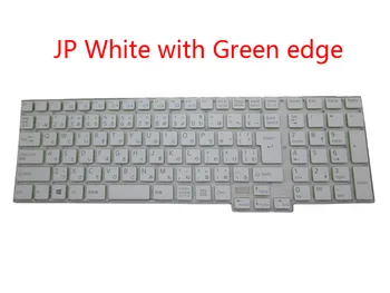 Laptop Tastatur For Til Fujitsu Lifebook AH53/X Japansk JP JA Hvid med Grøn kant Uden Ramme Nye
