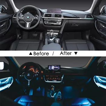 12V Bil Indvendigt Tilbehør Atmosfære Lampe Fleksibel El Neon Stribe Lys RGB-Farve App/Sound Control Auto LED Omgivende Lys