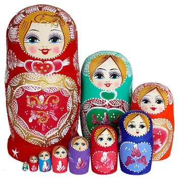 10 Stk/sæt russiske Nesting Dukker Dejlige Baby Basswood Håndlavet Malet Bøg russisk Babushka Dukke DIY Gave Toy
