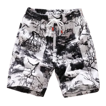 Ny mode trykt mænd bomuld shorts til mænd casual shorts bindebånd i taljen bermuda shorts S-4XL drop shipping ABZ262