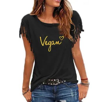 2019 Mode O Krave T-Shirt Til Kvinder Veganer Breve Udskrive Plus Size Tumblr Streetwear Størrelse