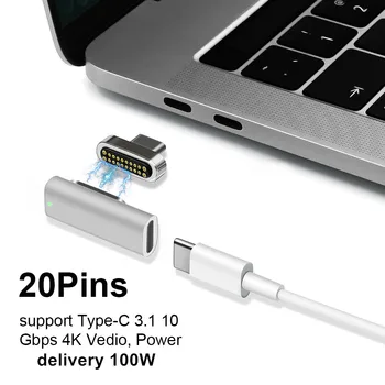 Magnetisk USB type C Adapter USB-3.1 10 Gb/s PD,100W Hurtig Opladning-4K @60 Hz Høj Opløsning Kompatible med MacBook Pro/Pixelbook