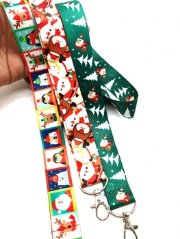 Bland Santa Claus juletræ Nakke Rem Rem Mobiltelefon Key Chain-ID Badge nøgleringe P813