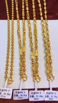 HX 24 KARAT Rent Guld Halskæde Real AU-999 Massivt Guld Kæde Lyst Enkel Fornemme Trendy Klassiske Fine Smykker Hot Sælge Nye 2020