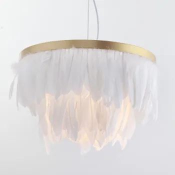 Nordisk minimalistisk stue fjer romantiske lys ins hot børneværelse soveværelse vedhæng lys moderne E27 lamper