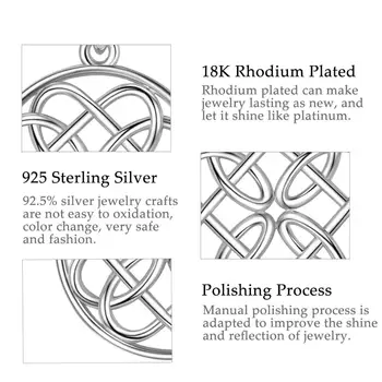 Eudora Ægte 925 Sterling Sølv Minimalisme Elegante Runde Cirkel keltiske knude Vedhæng Halskæder Kvinder Sterling Sølv Smykker D102