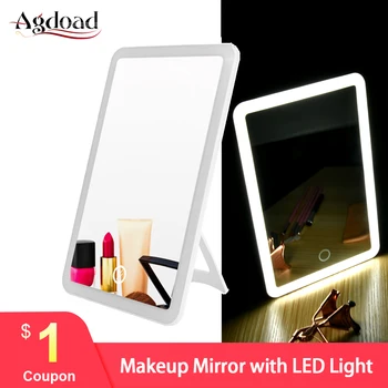 LED Makeup Spejl Touch Screen Night Lights Professionel Makeup-Spejl Med Lys Skønhed makeup-Spejl USB-Opladning