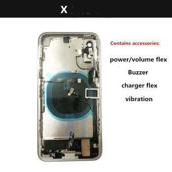 Fuld Back Cover Til X Boliger Batteriet Dør Midt Chassisramme Huse Forsamling Døren Bag dem med Flex-Kabel Tilbage Glas