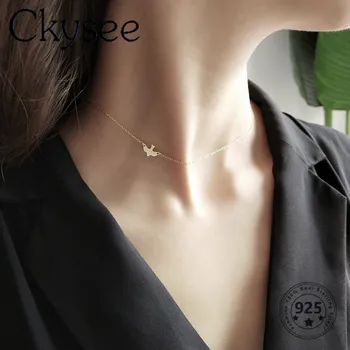 Ckysee Design 925 Sterling Sølv Halskæde Golden Bird Choker Halskæder For Mode Kvinder Kæreste Sølv 925 Smykker Daglige Gif