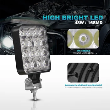 NLpearl Lys Bar/Arbejde Light-42W-48W Mini LED-arbejdslampe Off Road 12V 24V LED Spotlight Bar For Jeep 4X4 Lastbil 4WD Bil, SUV ATV