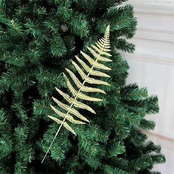 5pcs Glitter Kunstige Blade Vedhæng Falske Jul Blad DIY Håndværk Gennembrudt juletræ Hængende Ornamenter Dekoration