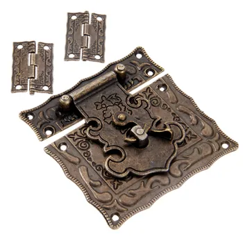 3pcs/kit Haspe Låsen Skifte Spænde + Hængsler Antik Bronze Vintage Dekorative Møbler Hardware smykkeskrin Tilfælde af Bryst-Kabinettet