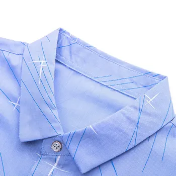 R. N. J. Stjerner Falder Udskriver Formelle Stribede Skjorter Herre Tøj 2018 kortærmet Herre Skjorter i Slim fit Mænd Sociale Shirt