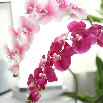 9heads Orchid Kunstig Blomst Phalaenopsis Bryllup Hjem Dekorative Blomster DIY Rigtige Touch Butterfly Orchid 96cm