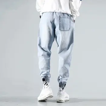 Mænd lyseblå Cowboybukser Harem Bukser 2020 Herre Casual Streetwear Hiphop Denim Bukser Mandlige Mode-Jeans 4XL