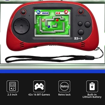 Børn Portable Game Spiller, RS-8 Retro 16-Bit-HD Håndholdte Spil Indbygget 42 Klassiske Spil 2,5 Tommer spillekonsol