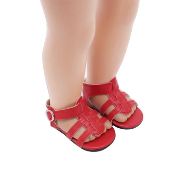 18 tommer Piger dukke sko Enkle røde sandaler Amerikanske nyfødte hvid PU sko, Baby legetøj, der passer til 43 cm baby dukker s119
