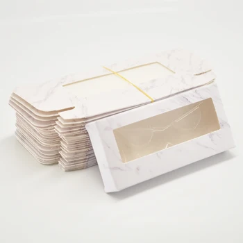 Engros papir eyelash max lash kasser emballage faux cils mink falske øjenvipper pakke marmor papir sag med skuffe bulk sælger